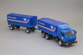 Камский грузовик 53212 с прицепом Почта России, синий, серые диски
