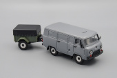 УАЗ-3741 грузовой фургон с прицепом "8109 тент" серый