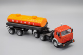 Камский грузовик 54101 с п/прицепом-цистерной "Молоко" красно-серая кабина/жёлтая бочка