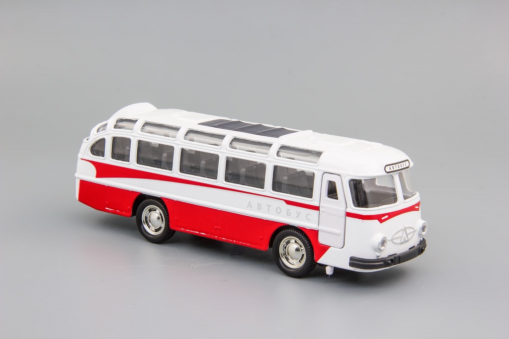 Автобус ЛАЗ 140х40 мм белый/красный, приблизительно 1:66