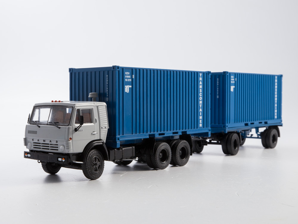 Камский грузовик 53212 контейнеровоз с прицепом ГКБ-8350, серый / синий