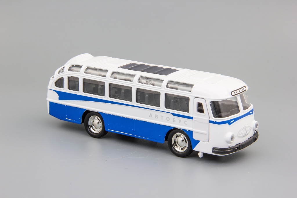 Автобус ЛАЗ 140х40 мм белый/синий, приблизительно 1:66