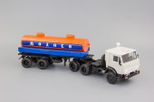 Камский грузовик 54101 с цистерной "Молоко" каб белая ночь+ оранж. бочка